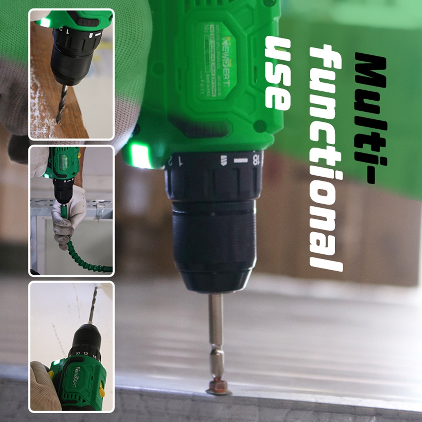 Rechargeable 12V Electric Drill Screwdriver Set Brushless Motor 2-Speed LED Ligh