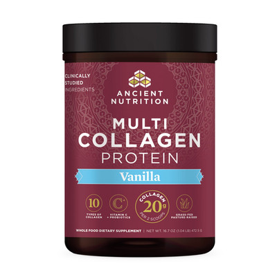 Ancient Nutrition Multi Collagen Protein - Brain Boost Powder Vanilla 16.7 oz