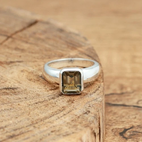 Natural Smoky Quartz Solid 925 Sterling Silver Men & Women Ring image 2