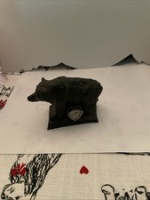 Figurine ours noir souvenir Virginie occidentale presse papier résine emblème argent