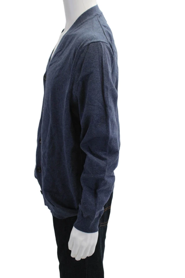 Cárdigan Club Room Para Hombres Azul Oscuro Cuello en V Botón 70% Algodón 30% Nylon Talla XL Foto 2 de 4