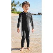 Cat Jack Kids Boys Rash Guard Suit Full Coverage Size XS 4/5 Black Gray Beach