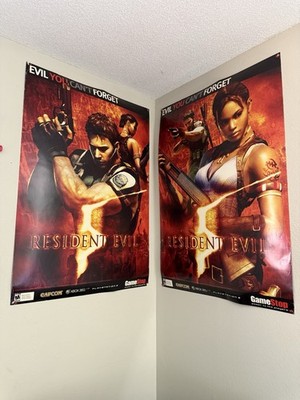 Resident Evil 5 BIG Store Promo Posters 48 x 33  Capcom GameStop Xbox 360, PS3
