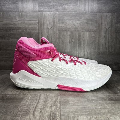 Under Armour Basketball Shoe Mens 18 White Pink HOVR  5 Athletic NEW 3024979-106