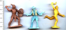 Figurines en plastique monochrome - 1 COWBOY + 2 INDIENS