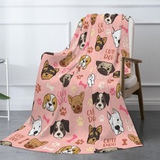 Cute Dogs Puppy Dog Fleece Blanket - Soft Cozy Plush Throw Blanket for Adults...