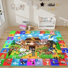 ABC Kids Rug for Playroom 59 39.4 in Noah's Ark Animals Rug Baby Play Mat