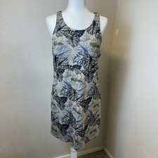 Kyodan Outdoors Women's Blue Grey Tropical Athletic Dress Built-In Bra Sz Large