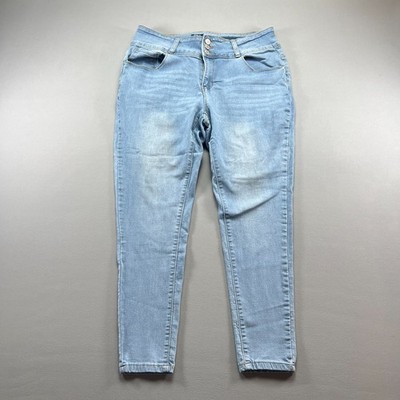 Blue Pearl Jeans Womens 14 Denim Cotton Stretch Mid Rise Skinny Leg Light Wash 