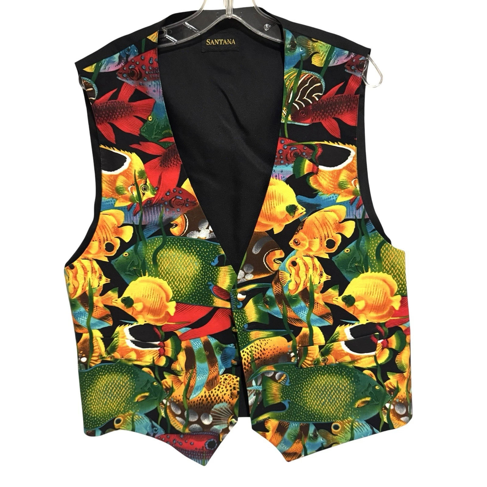 Vintage Santana Tux Vest Medium Tropical Fish Ocean Life Tuxedo