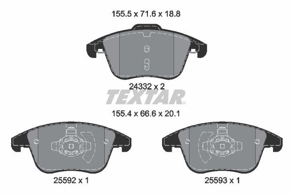 Textar Bremsbelagsatz, Scheibenbremse 2433205-image