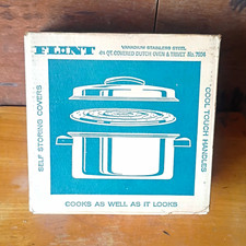 Flint Vanadium Stainless Steel 4 1/2 qt Round Dutch Oven w/ Lid & Trivet Silver