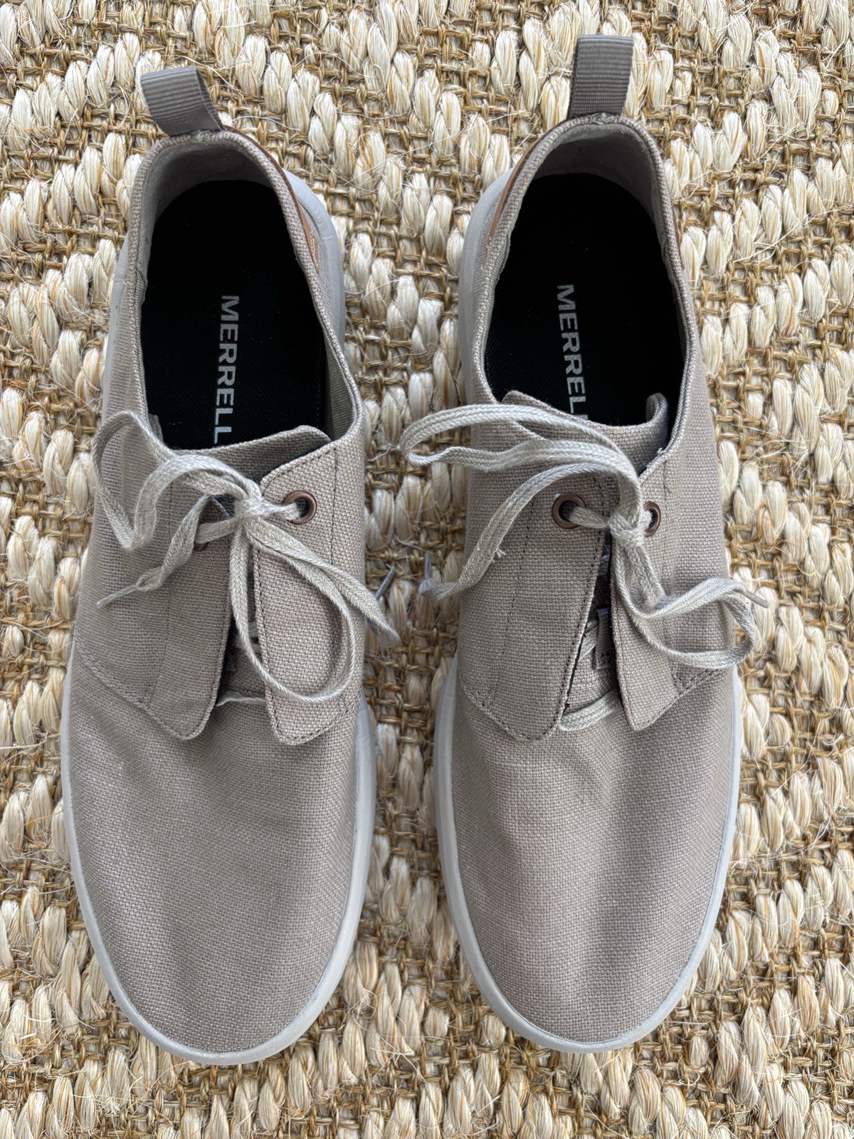 Scarpe sneakers Merrell Gridway uomo taglia 10 grigie casual da passeggio in tela