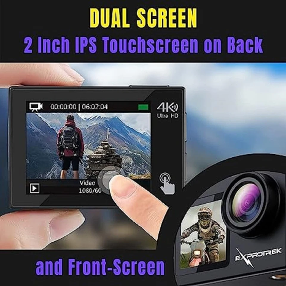Action Camera 4K 60FPS with Touch Screen,EIS 170 ° Ultra Wide Angle, 40m Wate... - Image 3 of 4