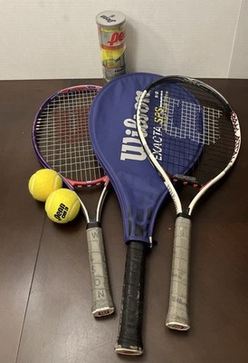 Wilson Lot Of 3 Tennis Racquets Exact SPS 7.0 Si Soft Shock 3 7/8  & 5 Balls