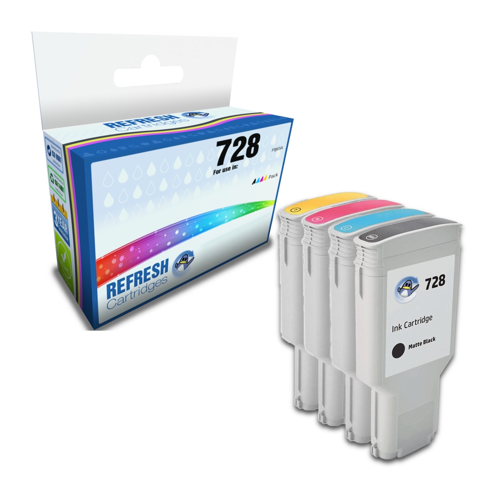 Refresh Cartridges Replacement Value Pack 728 Ink Compatible With HP Printers