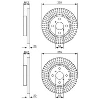 2X Bosch Bremsscheiben Ø255Mm Vorne Passend FÜR Toyota IQ Yaris