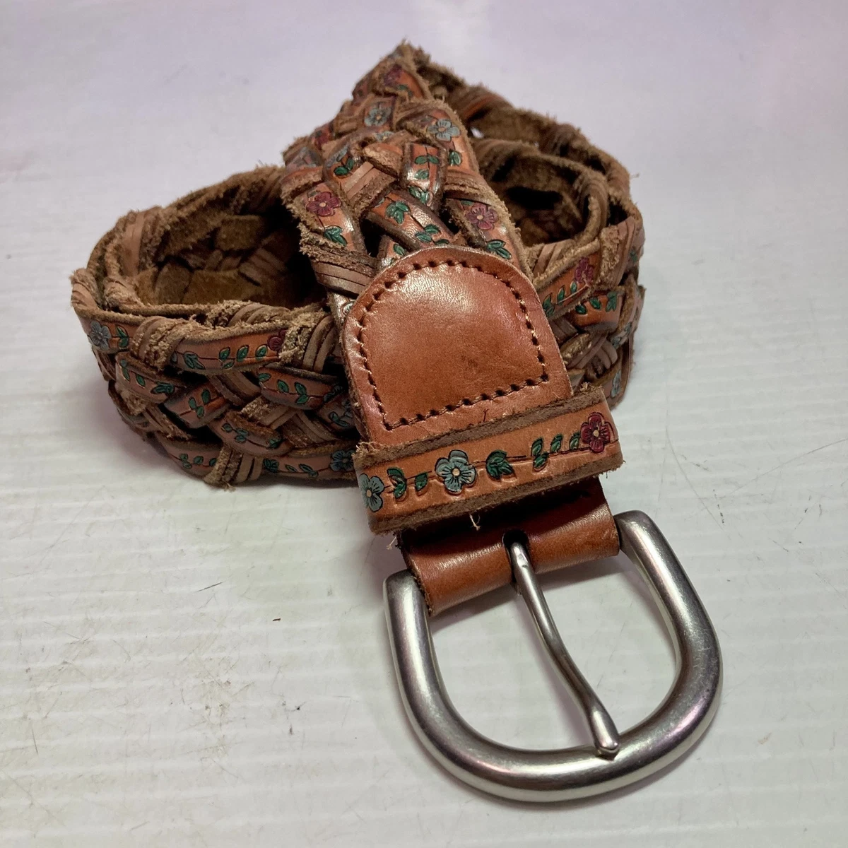 ❤️?Fossil - Brown Leather Floral Laser-Cut Belt - L Fossil Brown Floral Belts for Women for sale | eBay main image 3