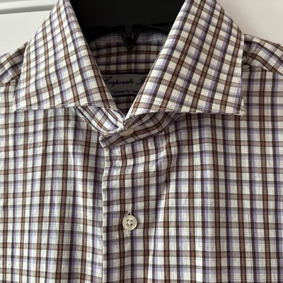 Custom Tom James Corporate Image Plaid LS Dress Shirt Men s 42/16/34