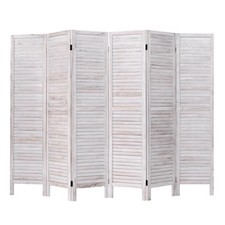 6 Panel Room Divider Furniture Classic Venetian Wooden Slat Home 67 in. Tall