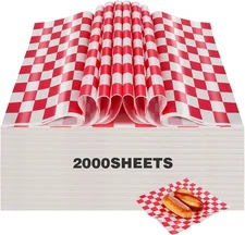 2000 Pcs Deli Paper Sheets Grease Resistant Food Basket Liners 12" x 12"