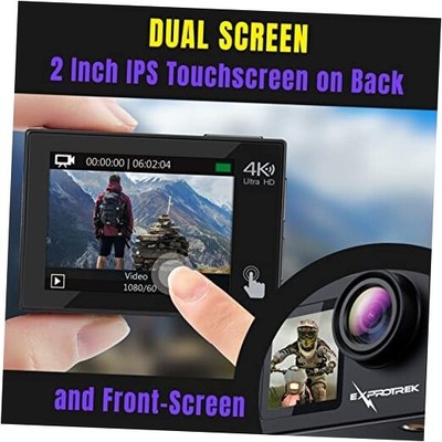  4K Action Camera with Touch Screen,EIS Adjustable View Angle, 40m Waterproof 