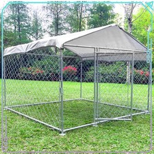 2x2x1.5m Outdoor Metal Pet Dog Run House Kennel Cage Enclosure Playpen w/ Roof