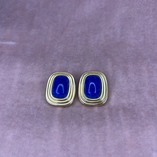 Boucles d'oreilles clips Christian Dior vintage or et bleu lapis