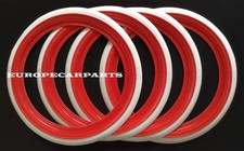Classic Oldtimer 15 Redwhite Wall Rubber Ring Tire Insert Trim Set X4.
