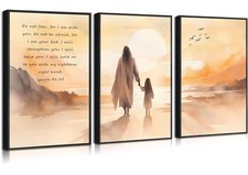 3Pcs Inspirational Christian Wall Art Jesus and Girl Canvas Poster Prints Isa...