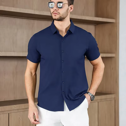 Mens Short Sleeve Stretch Printed Performance Dress Shirts (S-2XL) New Free Ship - Picture 11 of 18