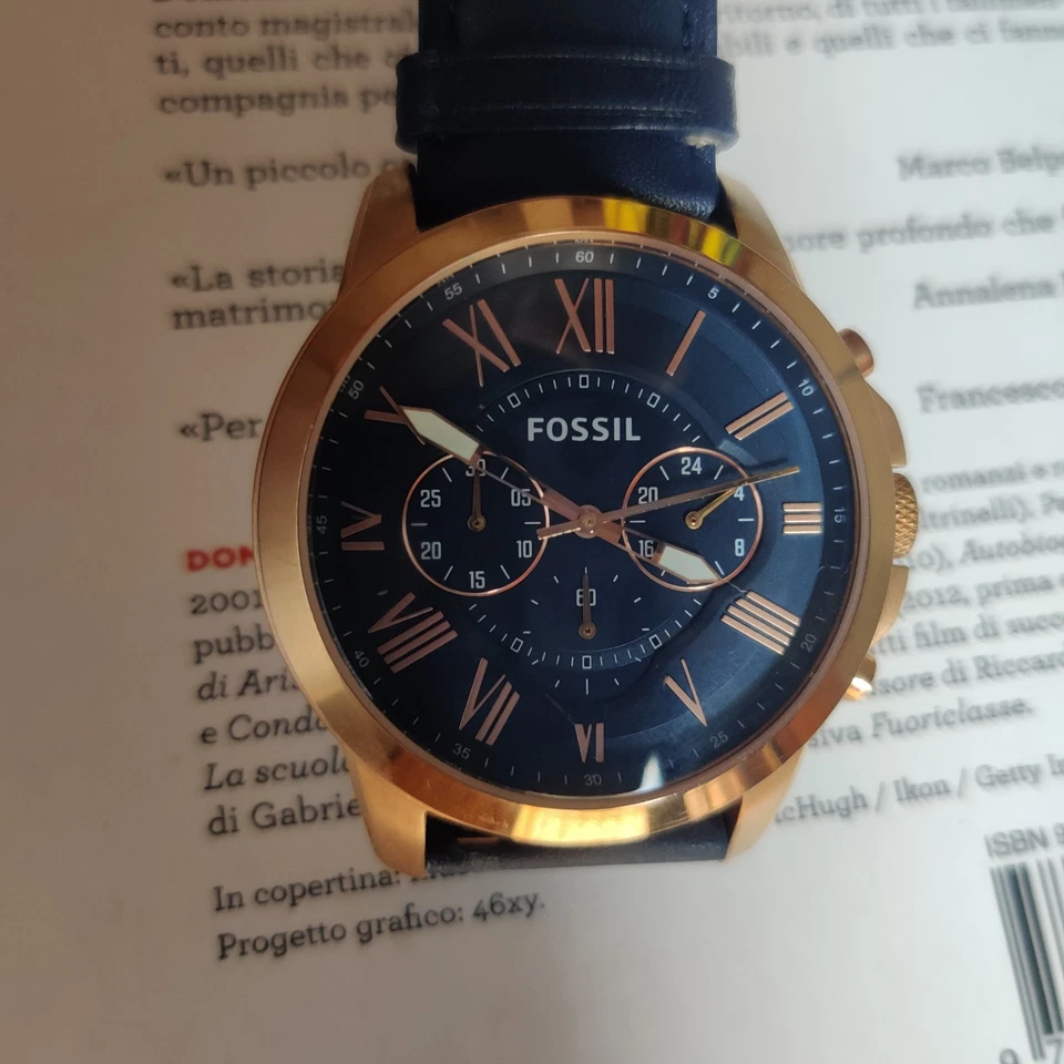 Orologio Fossil FS4835 Con Funzione Di Cronografo Con Quadrante Blu Cinturino Bl - Immagine 4 di 4
