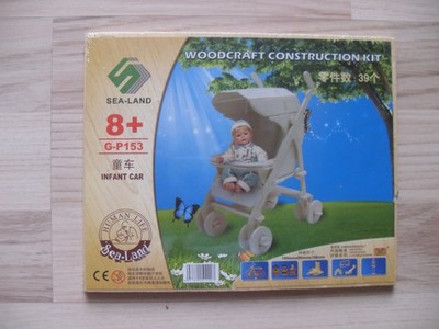 Woodcraft Construction Kit -Holzbausatz Puppenwagen