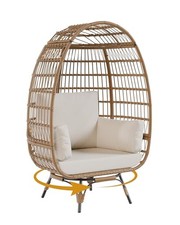 360° Swivel Egg Chair with Cushion Indoor Outdoor Wicker Egg Basket Lounge Chair