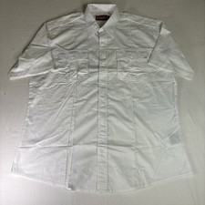 RYNO GEAR Men's 2XL Button Zip Up Short Sleeve Shirt W/Pockets White.New