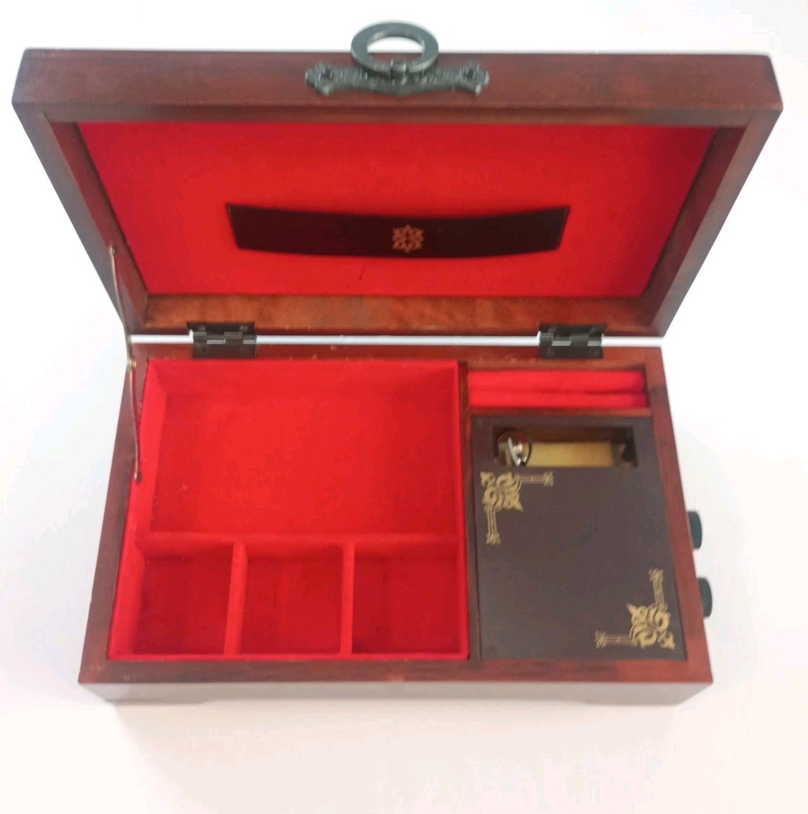 Vintage Men's Wooden Radio Jewelry Box With 1908 Ford Model T Inlay Vinyl Top