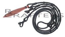 Black Ranch Rope Knots Raw Hide Leather Horse Tack Show Romal Romel Reins 317