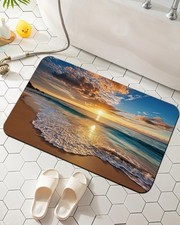 Ocean Beach Sunrise Bathroom Mat Quick Drying Non Slip 17x29.5 Inch Rug