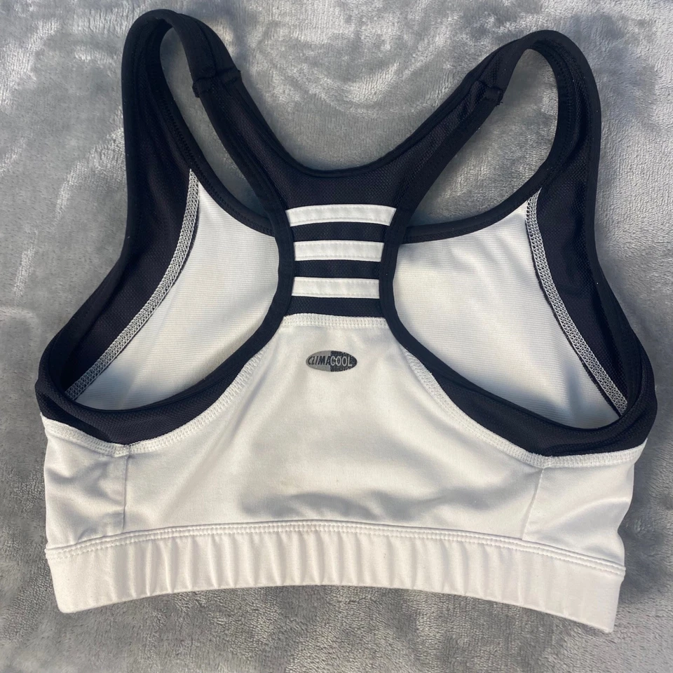 Adidas ClimaCool Sports Bra Racerback Athletic Workout Top Black White Size S - Image 3 of 4