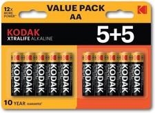 10 x AA KODAK XTRALIFE Alkaline Batteries Double A MN2400 For Toys, controllers