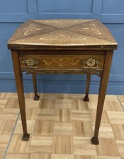 Stunning* Arts & Crafts Golden Oak Inlaid Art Nouveau Envelope Card Gaming Table