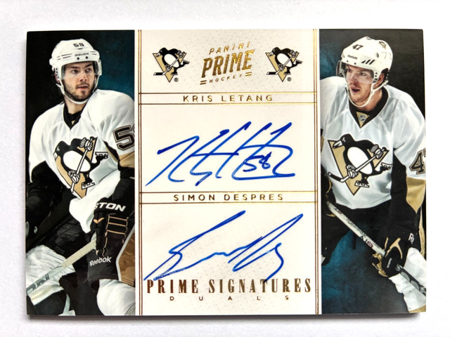 2012-13 Panini Prime Kris Letang & Simon Despres Dual On Card Autograph #02/15