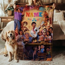 Disney Coco Movie Fleece Bed Custom Blanket Gift For Fan, Kids V1
