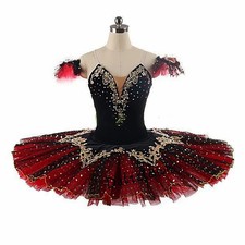 Adult Women Black Red Ballet Platter Dress Girls Kids Ballerina Costume