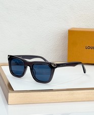 LOUIS VUITTON Z3158U Black Square Sunglasses Blue Lens 52-24-145