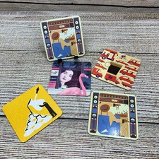 Nespresso Coffee Coasters Set 5 Square Unique Artwork Design Collection
