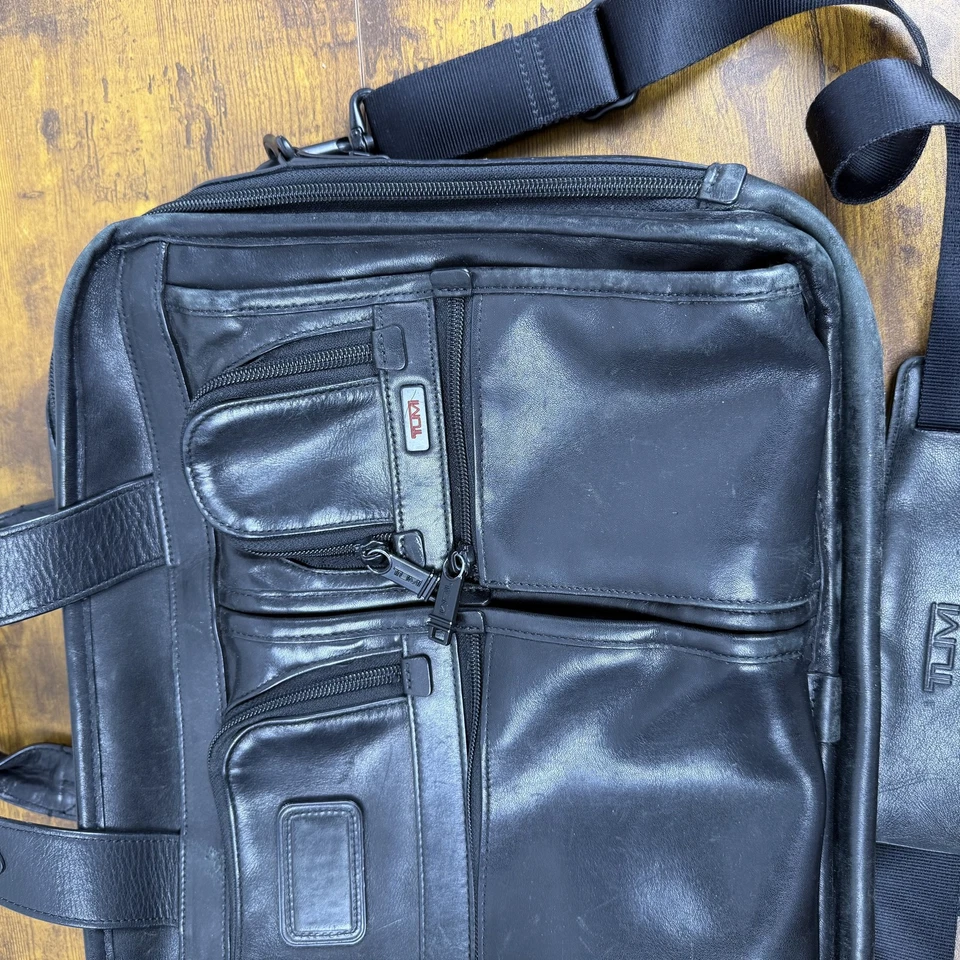 TUMI T-Pass портфель сумка мужская черная кожа 96145DH ноутбука через плечо путешествий работы - Изображение 3 из 4