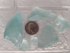 Blue Beach Sea Glass Surf Tumbled Genuine Necklace Pendant Craft Seaglass
