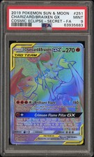 Pokemon Charizard & Braixen GX (Secret) 251/236 Sm-Cosmic Eclipse Holo PSA 9