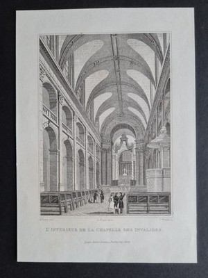 Antiker (1829) Druck - Chapelle des Invalides Interior - Paris - B. Ferrey